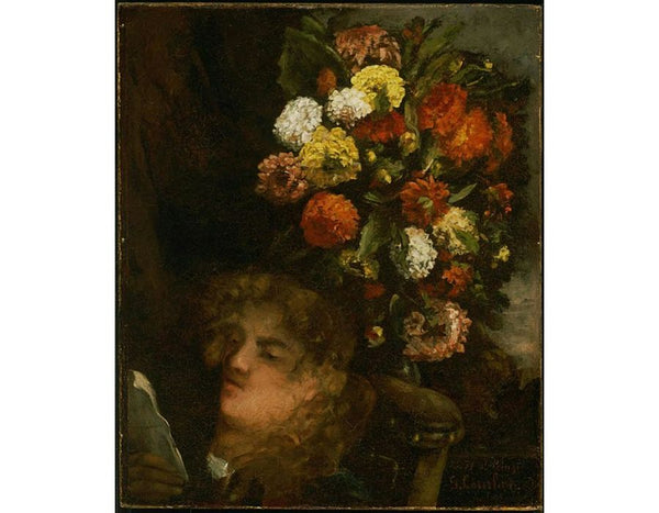 Head Of A Woman With Flowers Painting by Gustave Courbet