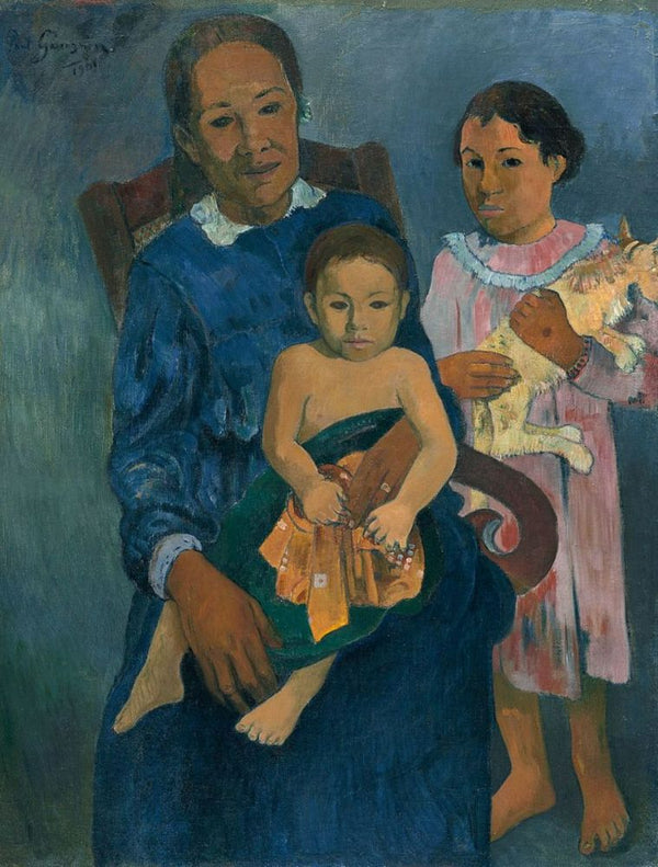 Tahitian Woman And Two Children 