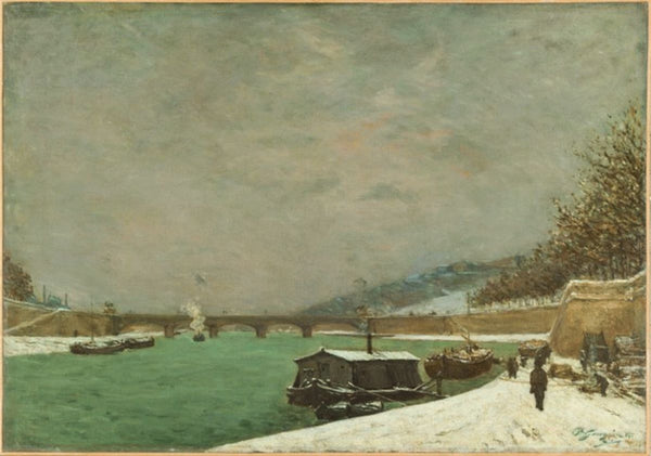 The Seine Pont D Iena Snowing 