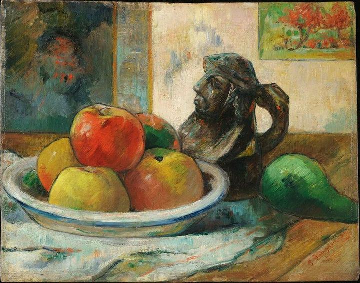 Still life with apple, pear and mug 