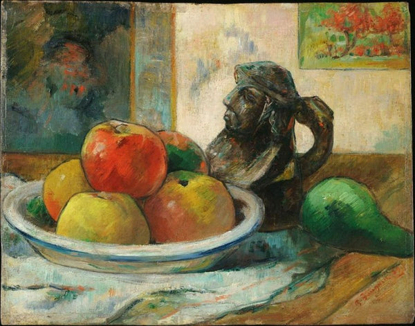 Still Life With Apples Pear And Ceramic Portrait Jug 