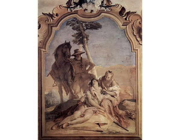 Frescoes in the Villa Vallmarana, Vicenca, scene, Angelica, in the company of a shepherd, maintains 