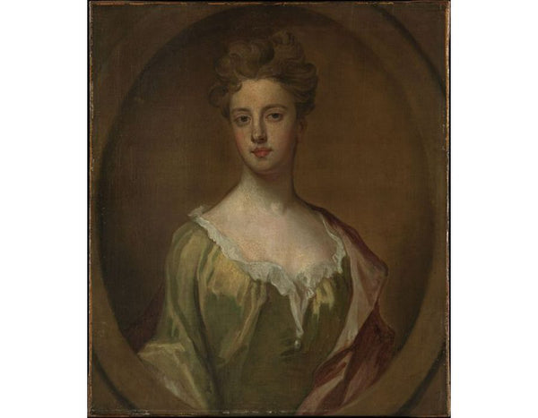 Portrait of a lady, half-length, in a brown dress