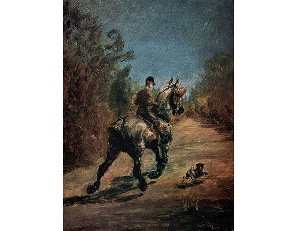 Horse And Rider With A Little Dog 