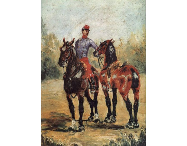 Two Horses with Soldier 