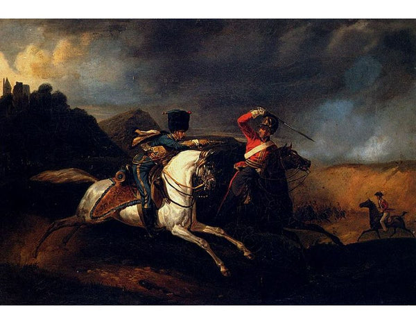Two Soldiers On Horseback Painting by Horace Vernet