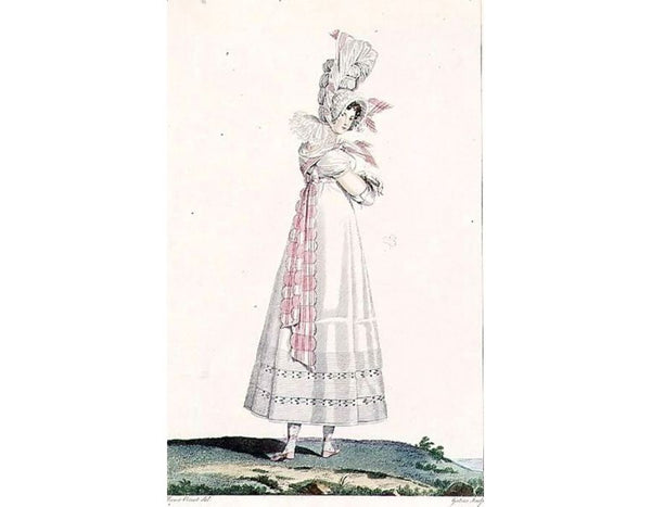 Summer Dress, fashion plate from Incroyables et Merveilleuses, engraved by Georges Jacques Gatine 1773-1831, c.1815 Painting by Horace Vernet