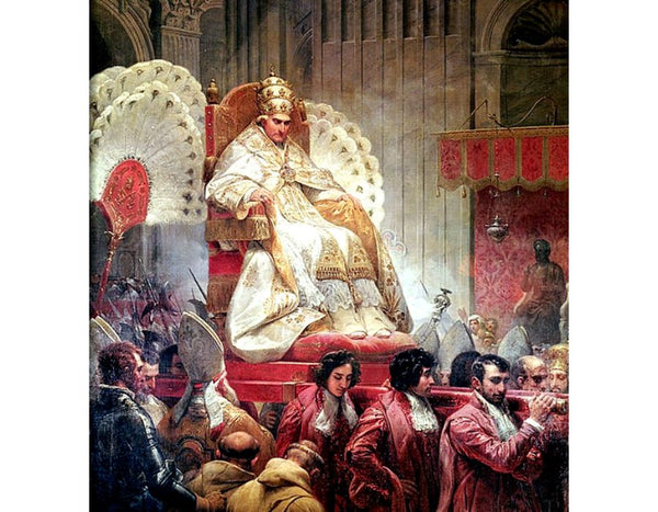 Pope Pius VIII 1761-1830 in St. Peters on the Sedia Gestatoria Painting by Horace Vernet