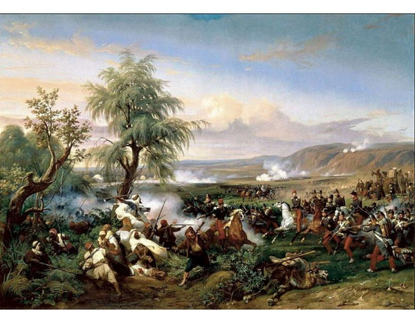 The Battle of Habra, Algeria, in December 1835 Between Emir Abd El Kadar and the Duke of Orleans Painting by Horace Vernet