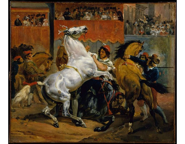 The Start of the Race of the Riderless Horses Painting by Horace Vernet