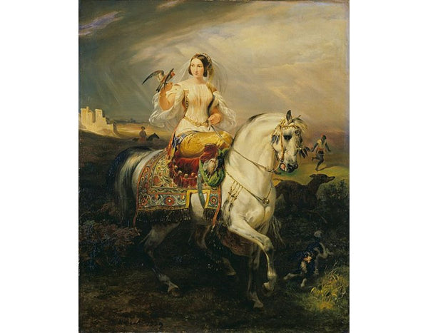 An Algerian Lady Hawking Painting by Horace Vernet