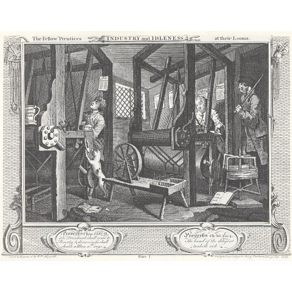 The Fellow Prentices at their Looms plate I of Industry and Idleness 