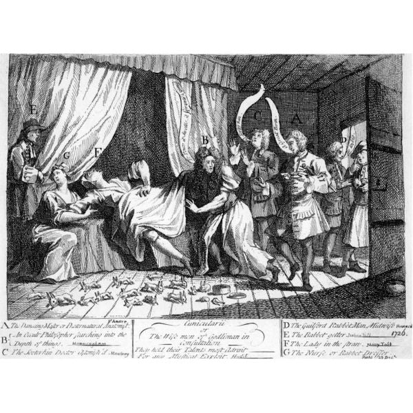 Mary Toft, apparently giving birth to rabbits 