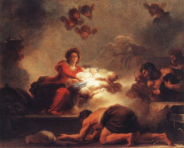 Adoration of the Shepherds c. 1775 Painting by Jean-Honore