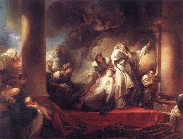 High Priest Coresus Sacrificing Himself to Save Callirhoe Painting by Jean-Honore