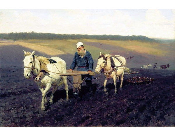 Ploughman. Lev Nikolayevich Tolstoy in the ploughland 
