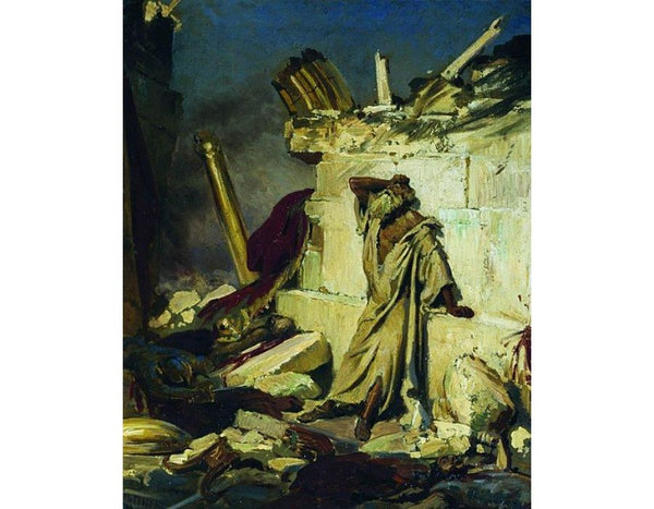 Cry of prophet Jeremiah on the Ruins of Jerusalem (on a Bible subject) 