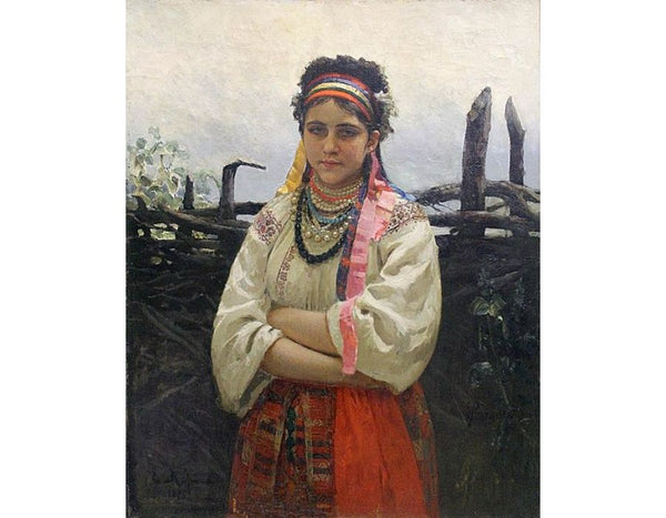 Ukranian Girl By A Fence 1876 