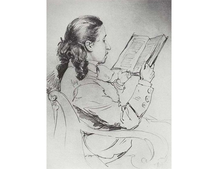 Portrait of E.G. Mamontova reading 