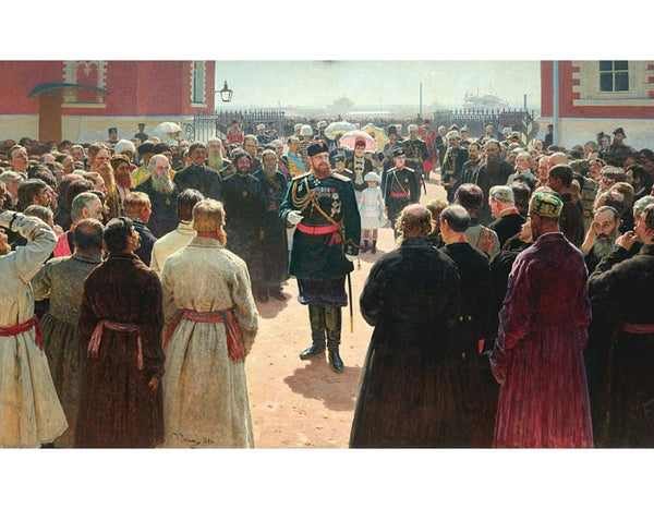 Aleksander III receiving rural district elders in the yard of Petrovsky Palace in Moscow 