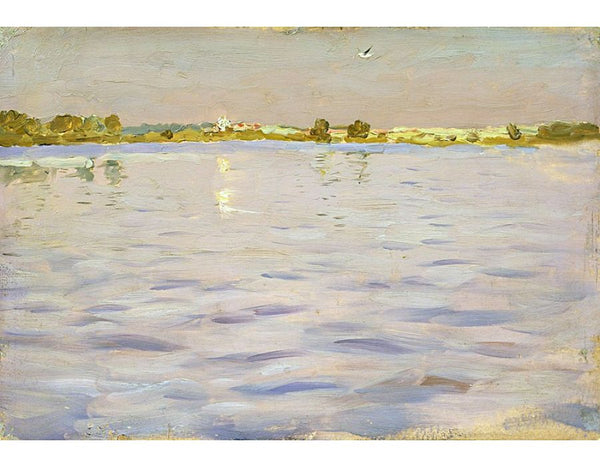 The last rays of the sun. A lake. Painting by Isaac Ilyich Levitan