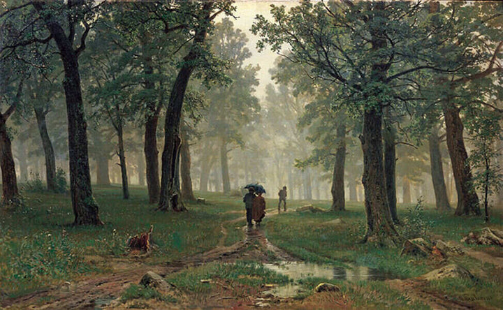 Rain in an Oak Forest Painting 