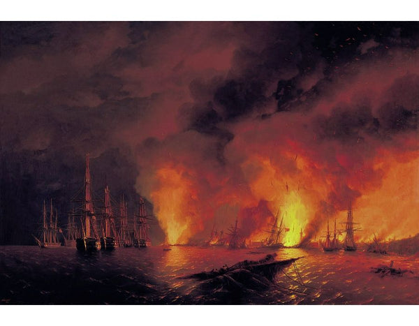 Battle of Sinope Painting by Ivan Konstantinovich Aivazovsky