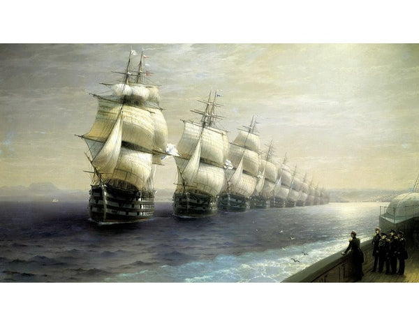 Parade of the Black Sea Fleet in 1849 Painting by Ivan Konstantinovich Aivazovsky
