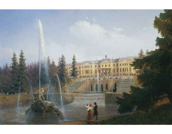 View of the Big Cascade in Petergof and the Great Palace of Petergof Painting by Pierre Auguste Renoir