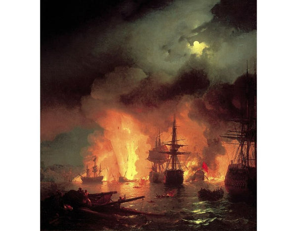 Battle of Chesma Painting by Ivan Konstantinovich Aivazovsky