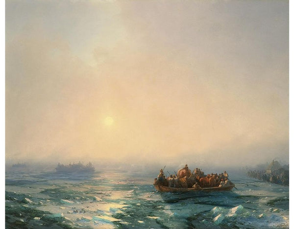 Ice in the DnieperA Lunar night in the Crimea Painting by Ivan Konstantinovich Aivazovsky