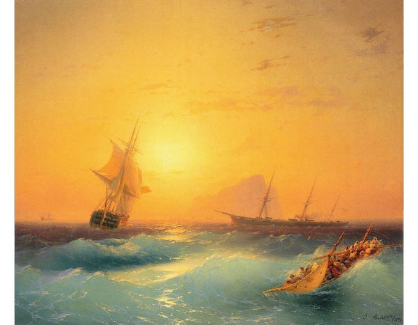 American Shipping off the Rock of Gibralta Painting Painting by Ivan Konstantinovich Aivazovsky
