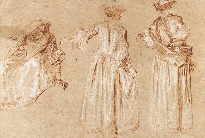 Three Studies of a Lady with a Hat c. 1715 
