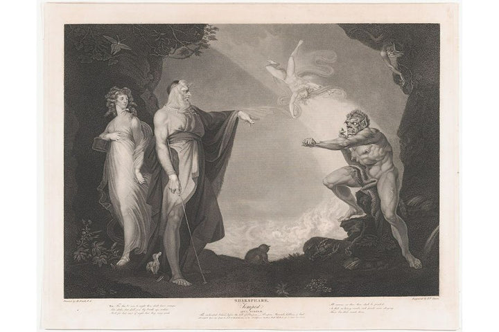 Prospero Miranda Caliban and Ariel plate four from The Boydell Shakespeare Gallery Painting by Johann Henry Fuseli
