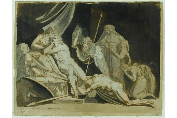 Meleager implored by the Aetolians to defend the City of Calydon (Iliad IX, 574-586) Painting by Johann Henry Fuseli