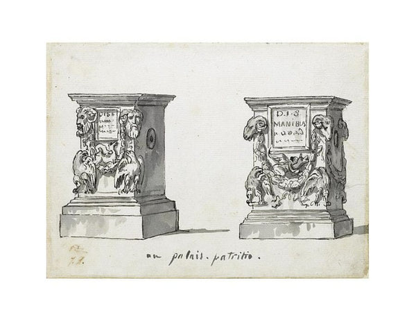 Two Roman Altars With The Epitaphs D.I.S Manibus Painting by Jacques Louis David