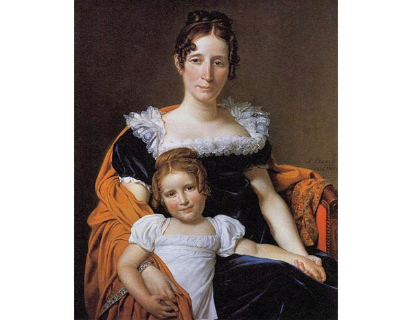 Portrait of the Comtesse Vilain XIIII and her Daughter 1816 Painting by Jacques Louis David