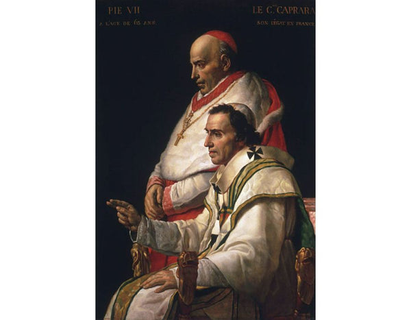 Portrait of Pope Pius VII and the Cardinal Caprara Painting by Jacques Louis David