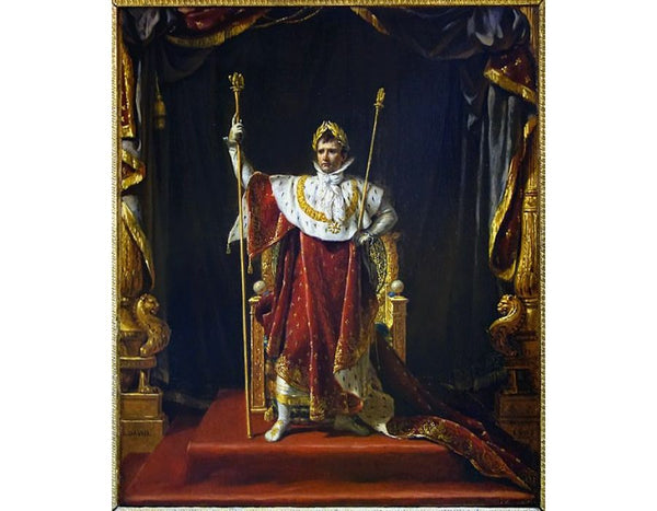 Portrait of Napoleon in imperial garb Painting by Jacques Louis David.