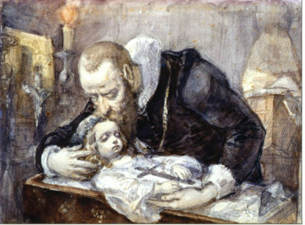 Jan Kochanowski over the dead body of his daughter Painting by Jan Matejko