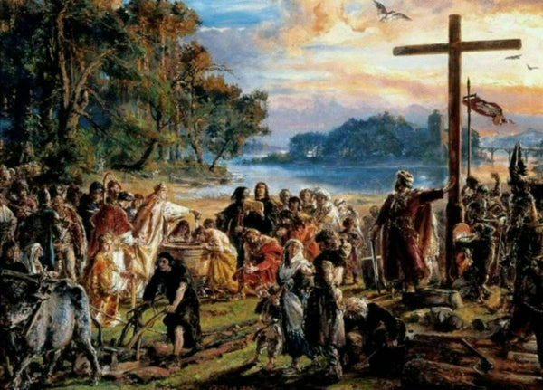 Christianisation of Poland in 965 Painting by Jan Matejko