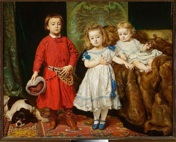 Portrait of three children Painting by Jan Matejko