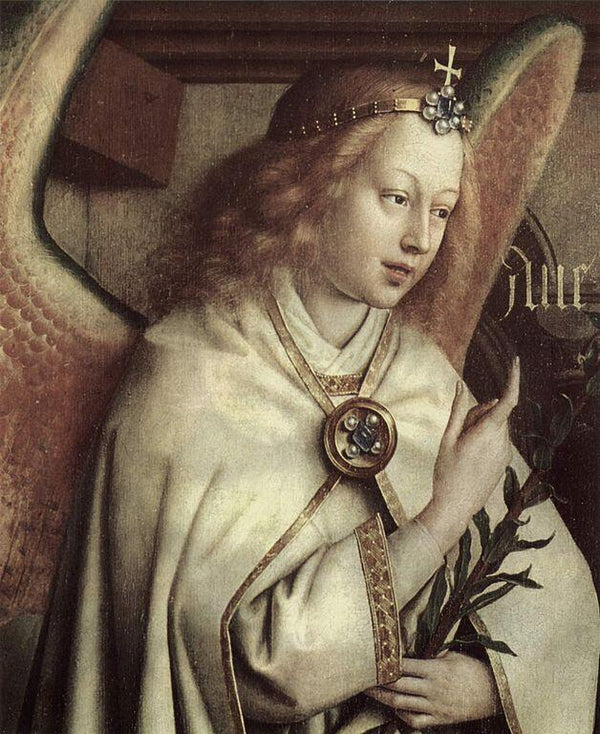 The Ghent Altarpiece- The Holy Pilgrims 1427-30Annunciation angel, detail 