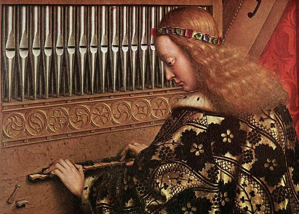 The Ghent Altarpiece- Adoration of the Lamb (detail 7) 1425-29The Ghent Altarpiece- Angels Playing Music (detail 1) 1426-27 