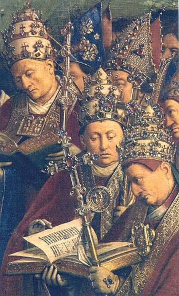 Ghent Altarpiece, Popes and Bishops (detail) 