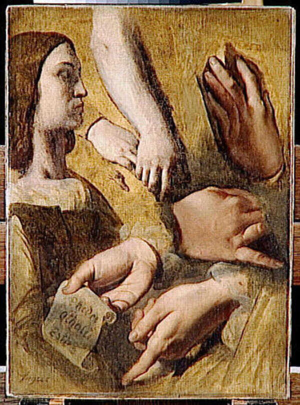 Study for the Apotheosis of Homer's profile Raphael hands of Apelles, Raphael Racine 