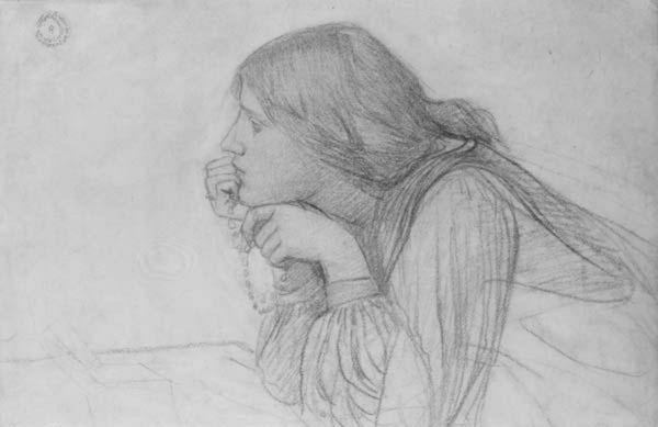 Study of a Female Figure with Rosary 1890 Painting by John William Waterhouse