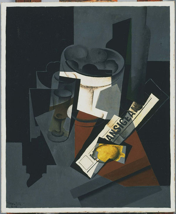 Fruit Dish Glass And Lemon Still Life With Newspaper 