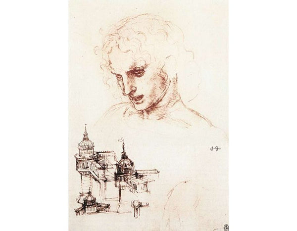 Study of an apostle's head and architectural study 1494-98 