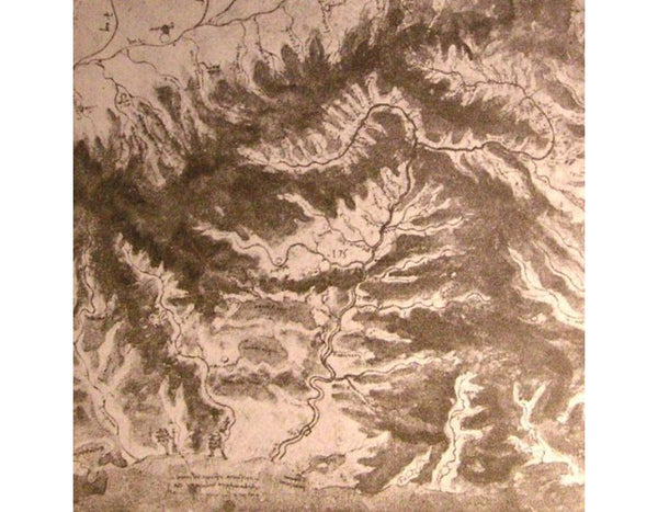 Topographical drawing of a river valley
